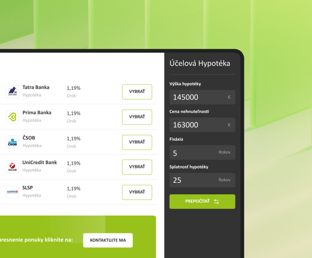 Hypotekárna kalkulačka napojená na CRM systém